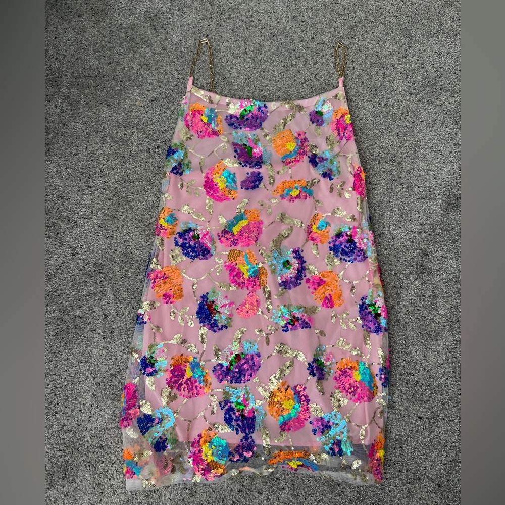 Sequin Floral Mini Dress